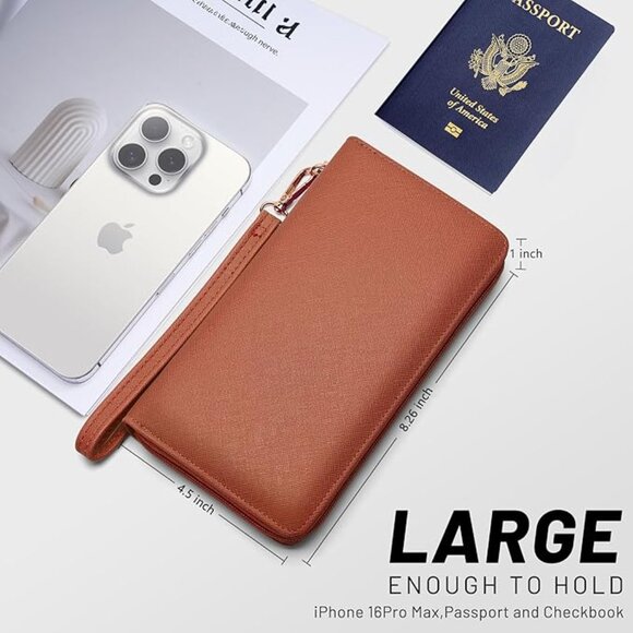 Chelmon Women's Vegan Leather Clutch Wallet with Zip X- Large Capacity - Picture 9 of 9